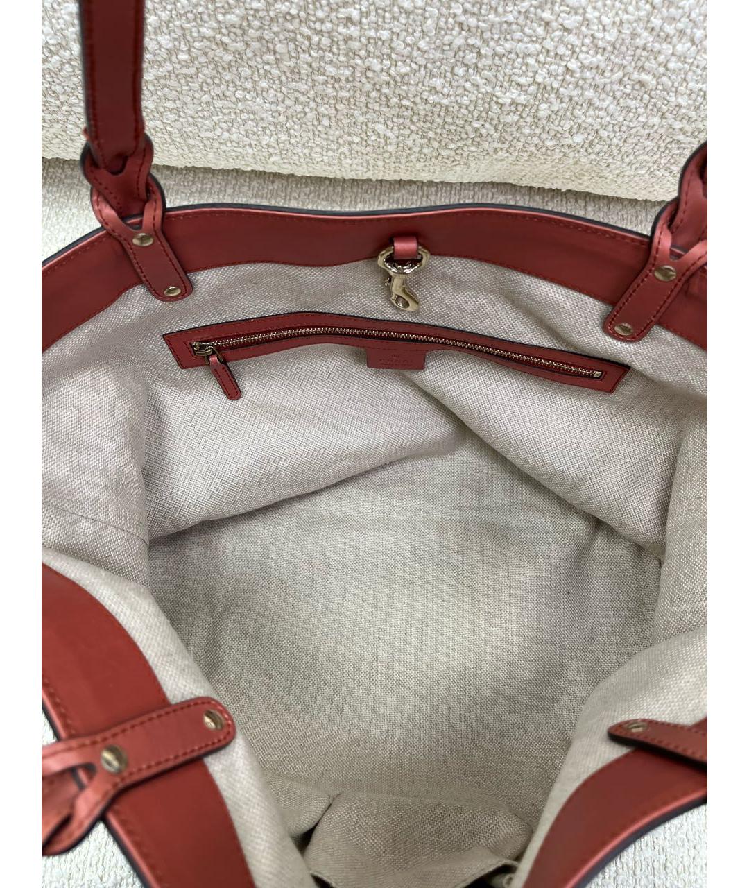 GUCCI Бежевая тканевая сумка тоут, фото 4