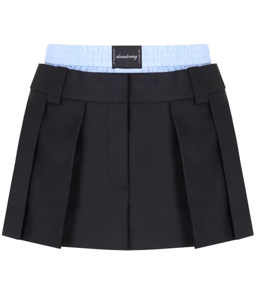 ALEXANDER WANG Черная шерстяная юбка-шорты, фото 1