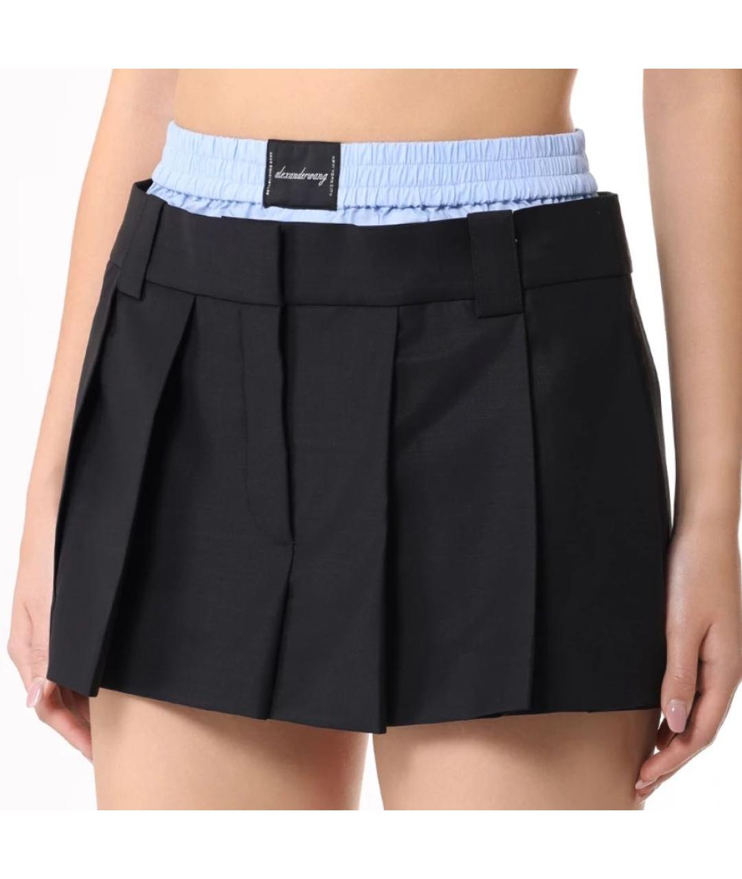 ALEXANDER WANG Черная шерстяная юбка-шорты, фото 4