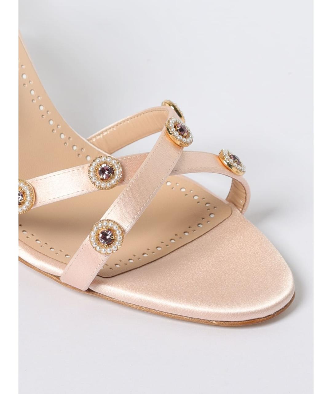 MANOLO BLAHNIK Розовые текстильные босоножки, фото 4