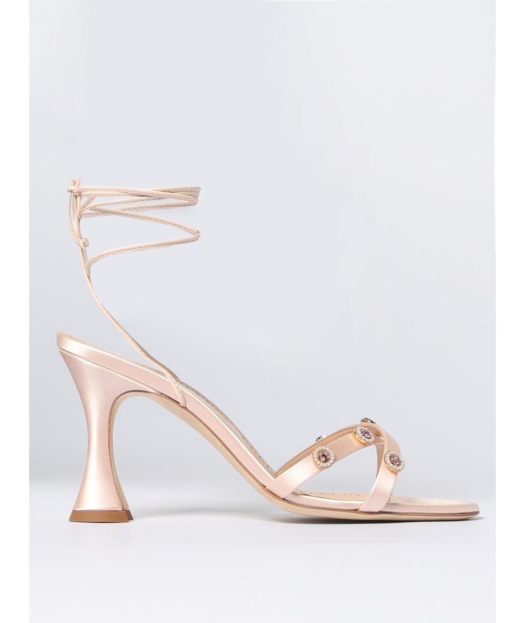 MANOLO BLAHNIK Розовые текстильные босоножки, фото 5