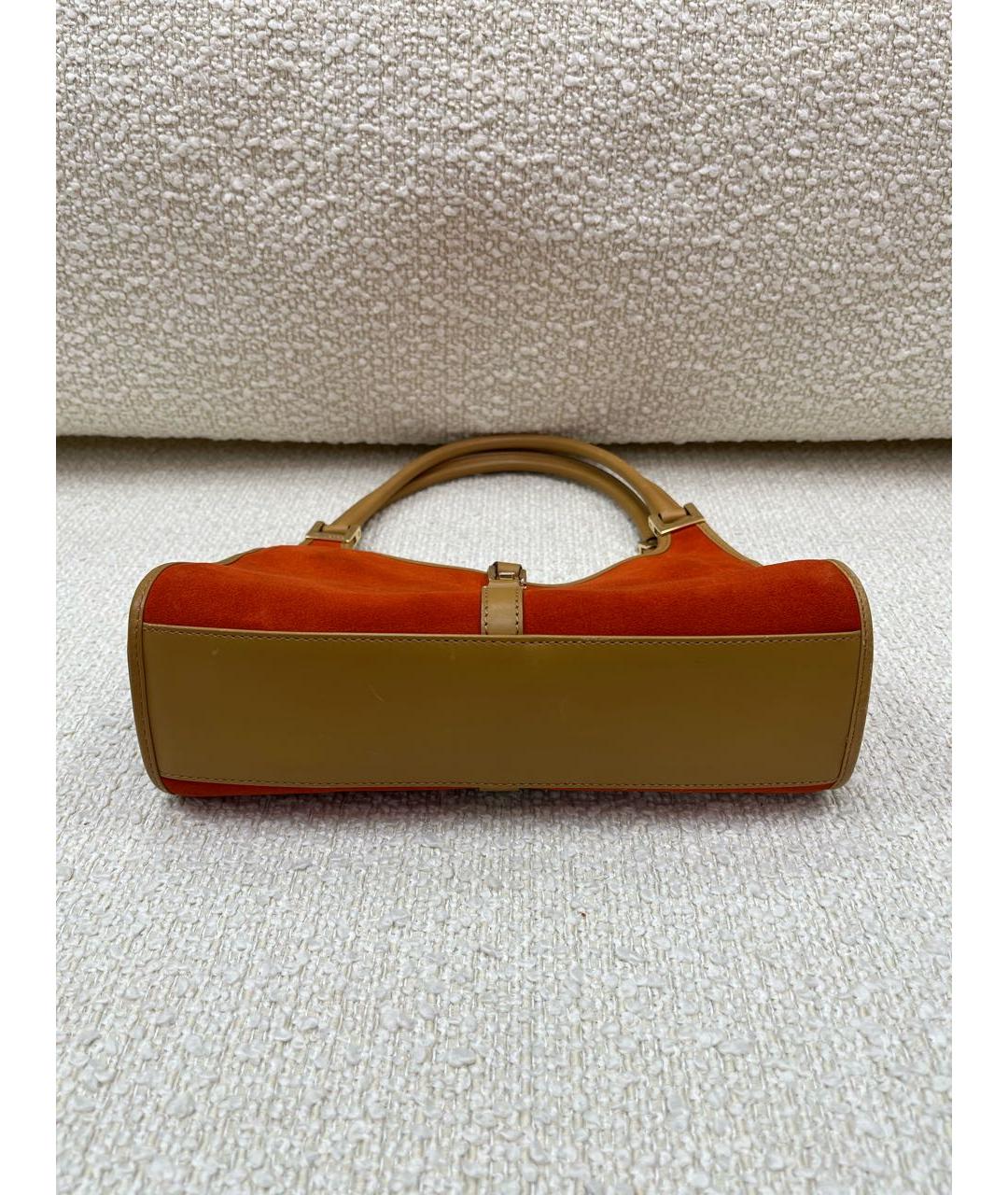 GUCCI Оранжевая замшевая сумка с короткими ручками, фото 6