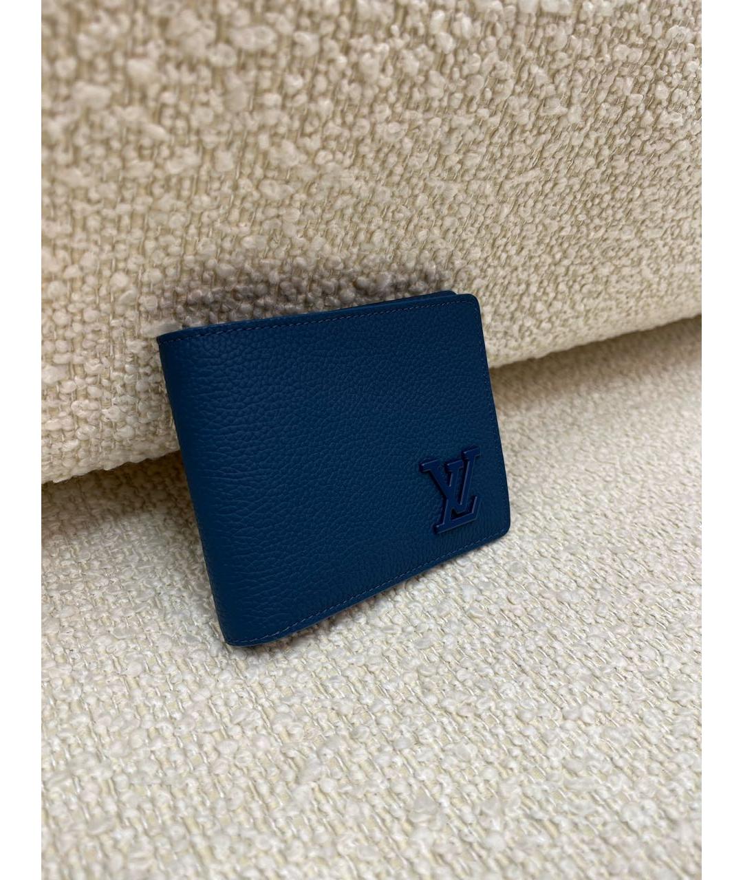 LOUIS VUITTON Темно-синий кожаный кошелек, фото 7
