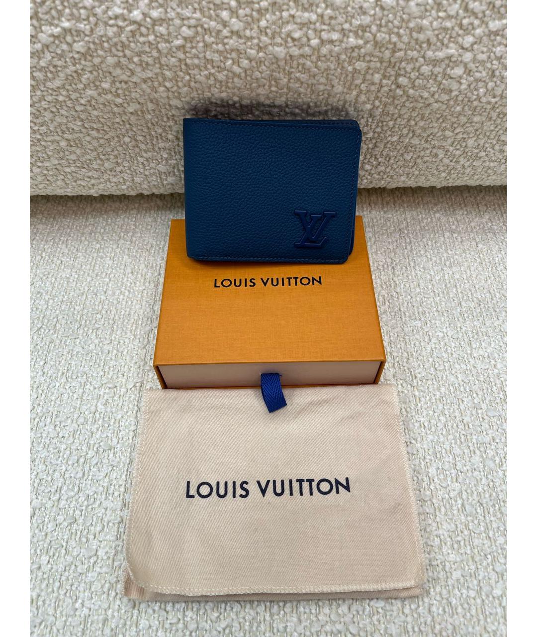 LOUIS VUITTON Темно-синий кожаный кошелек, фото 6