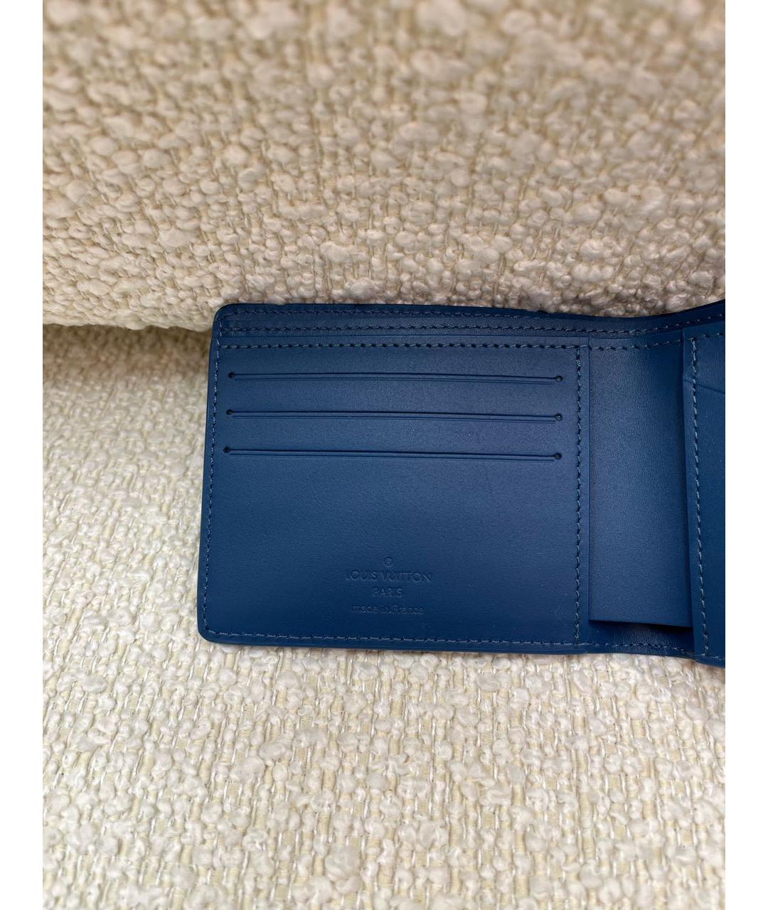 LOUIS VUITTON Темно-синий кожаный кошелек, фото 5