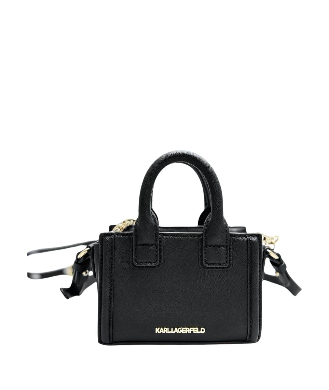 KARL LAGERFELD Черная кожаная сумка тоут, фото 1