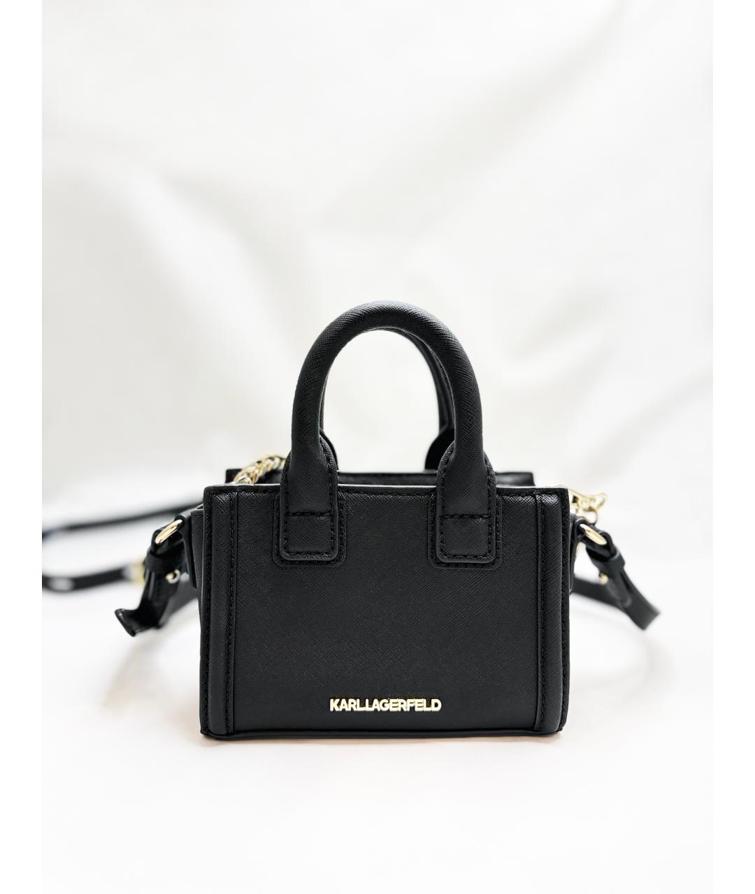 KARL LAGERFELD Черная кожаная сумка тоут, фото 5