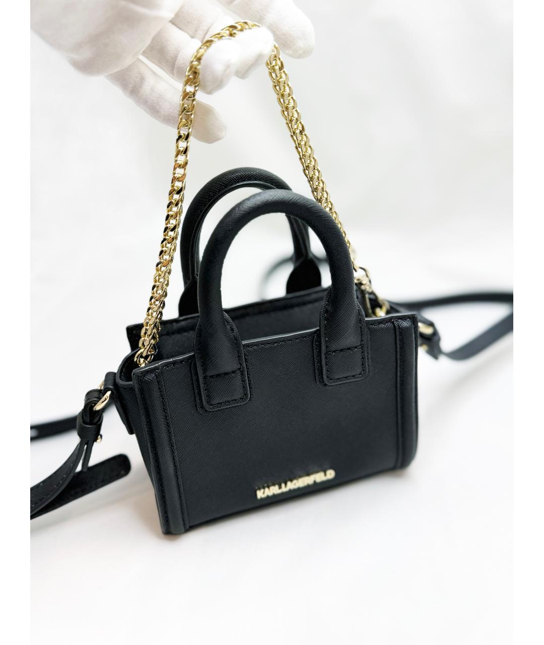 KARL LAGERFELD Черная кожаная сумка тоут, фото 2