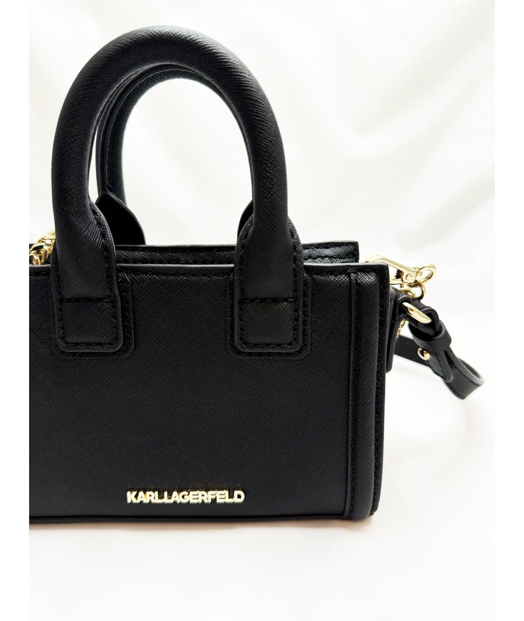 KARL LAGERFELD Черная кожаная сумка тоут, фото 4