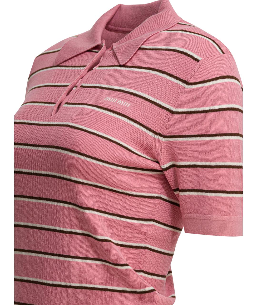 MIU MIU Розовая хлопковая футболка, фото 4