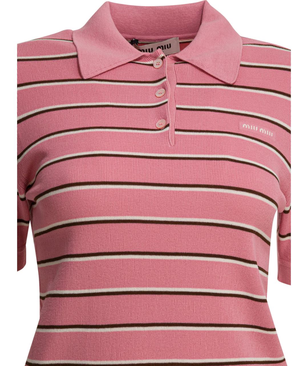 MIU MIU Розовая хлопковая футболка, фото 3