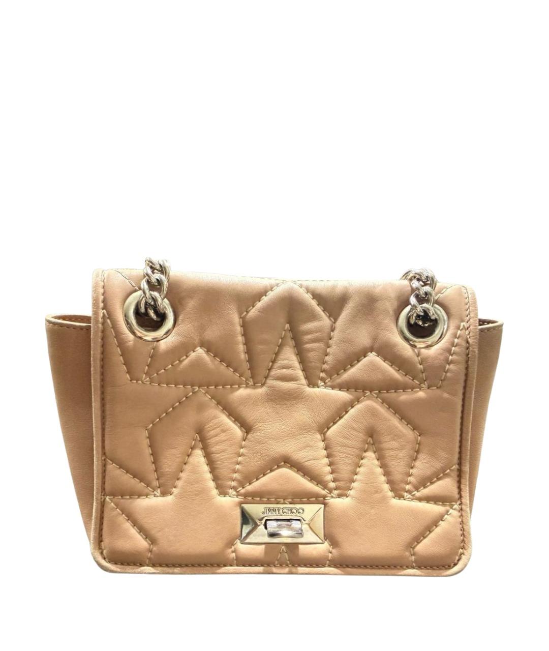 JIMMY CHOO Бежевая кожаная сумка через плечо, фото 1