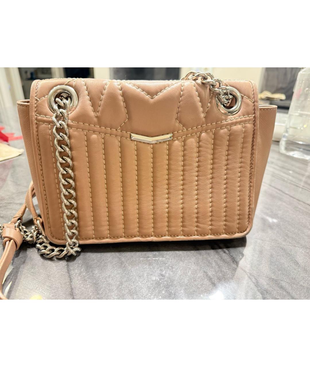 JIMMY CHOO Бежевая кожаная сумка через плечо, фото 3