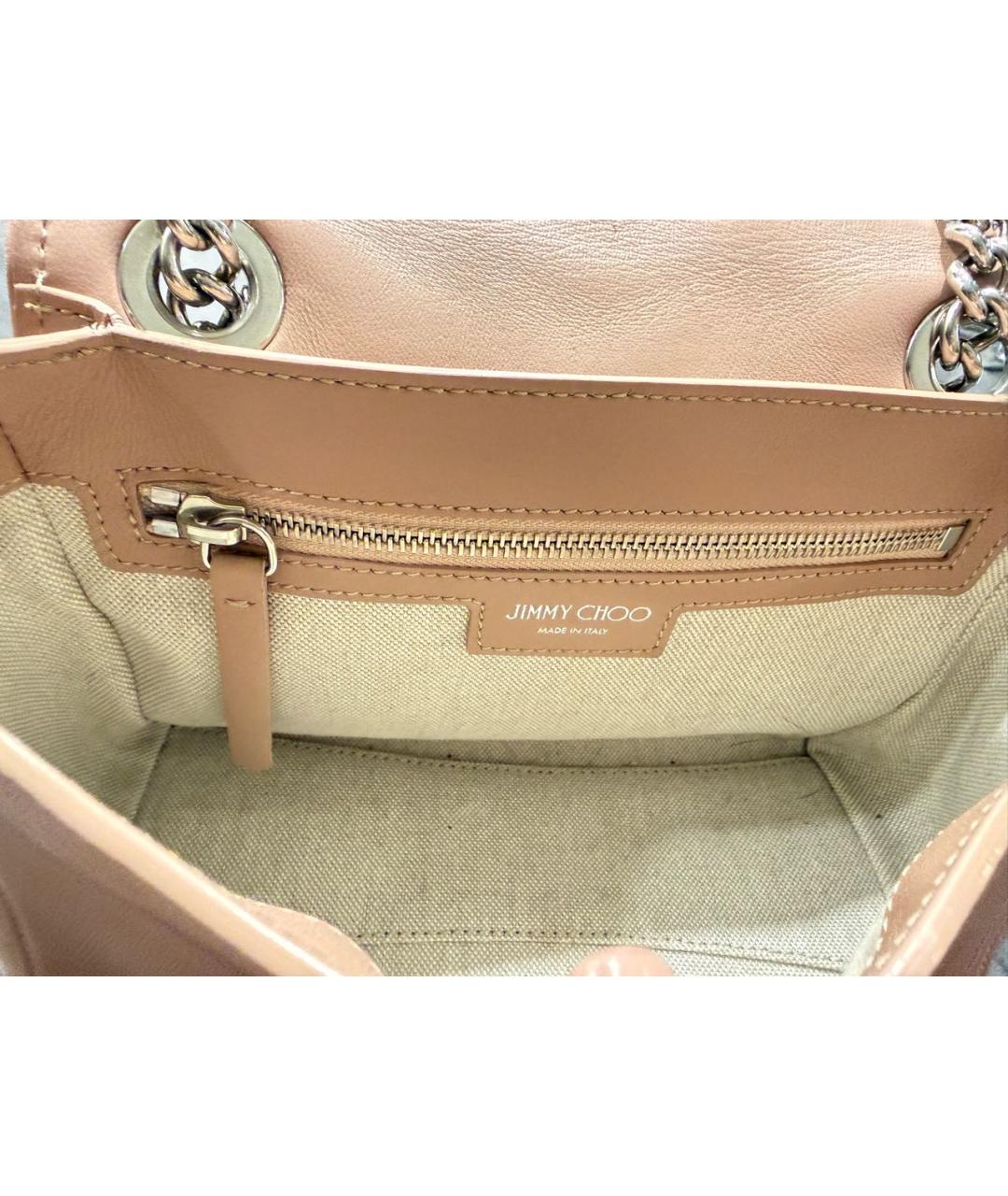 JIMMY CHOO Бежевая кожаная сумка через плечо, фото 4