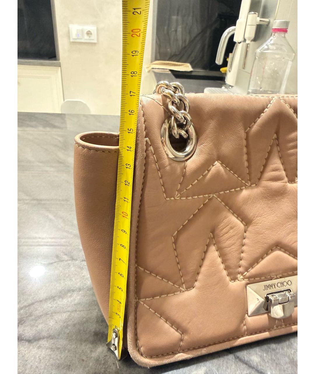 JIMMY CHOO Бежевая кожаная сумка через плечо, фото 8