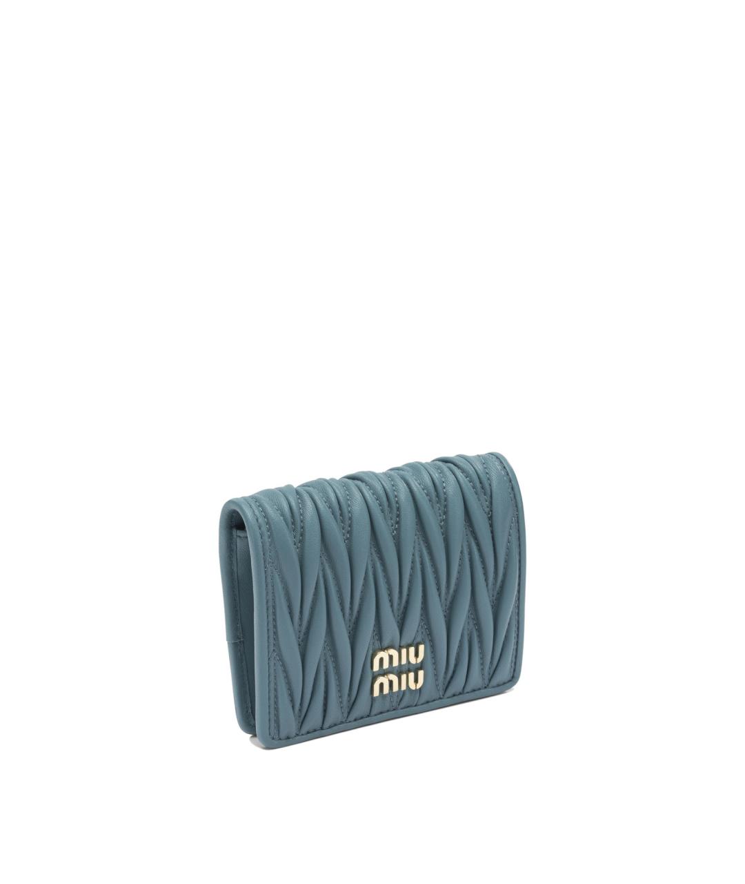 MIU MIU Синий кожаный кошелек, фото 2