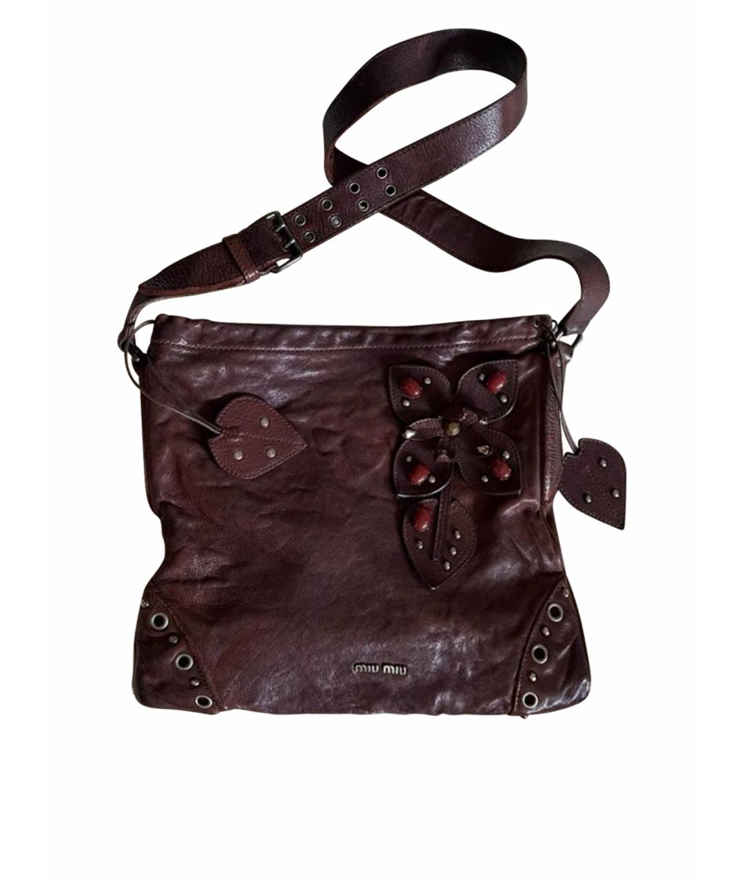 MIU MIU Бордовая кожаная сумка через плечо, фото 1