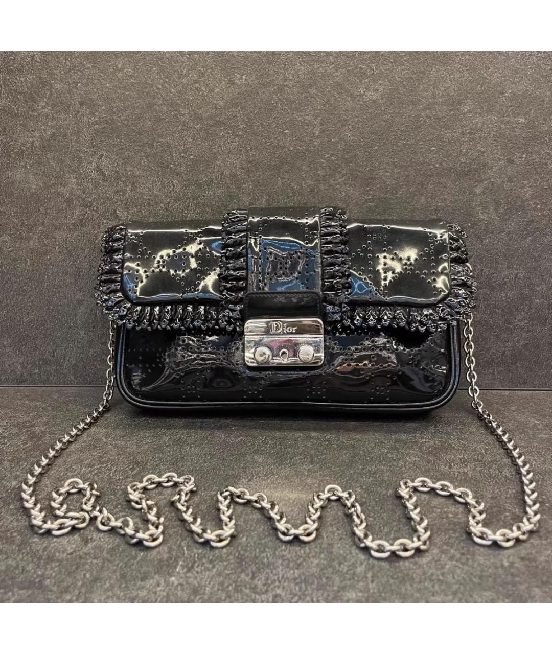 CHRISTIAN DIOR Черная сумка через плечо из лакированной кожи, фото 7