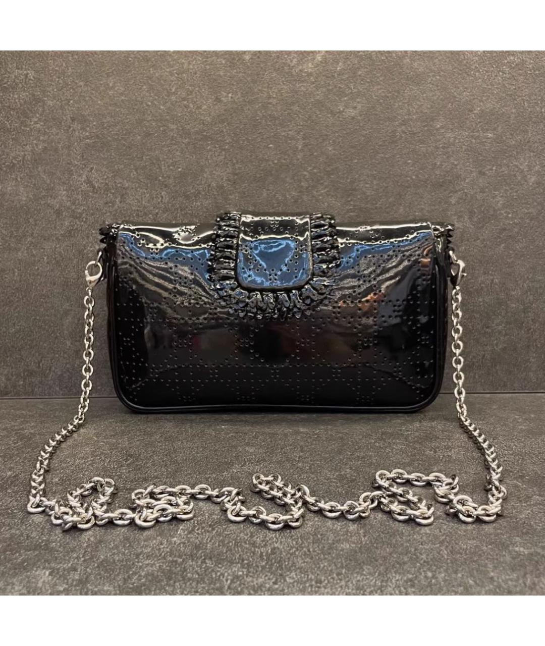 CHRISTIAN DIOR Черная сумка через плечо из лакированной кожи, фото 2