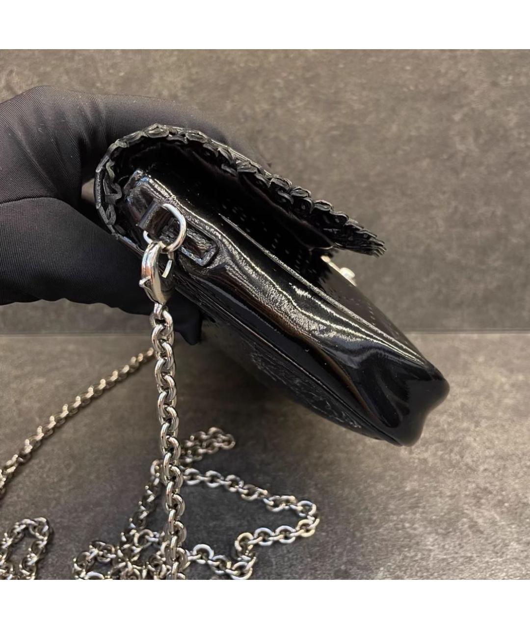CHRISTIAN DIOR Черная сумка через плечо из лакированной кожи, фото 4