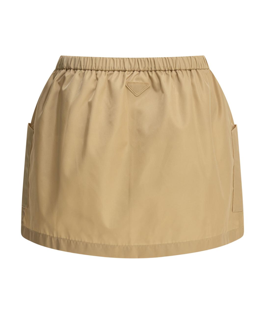 PRADA Бежевая полиамидовая юбка мини, фото 2