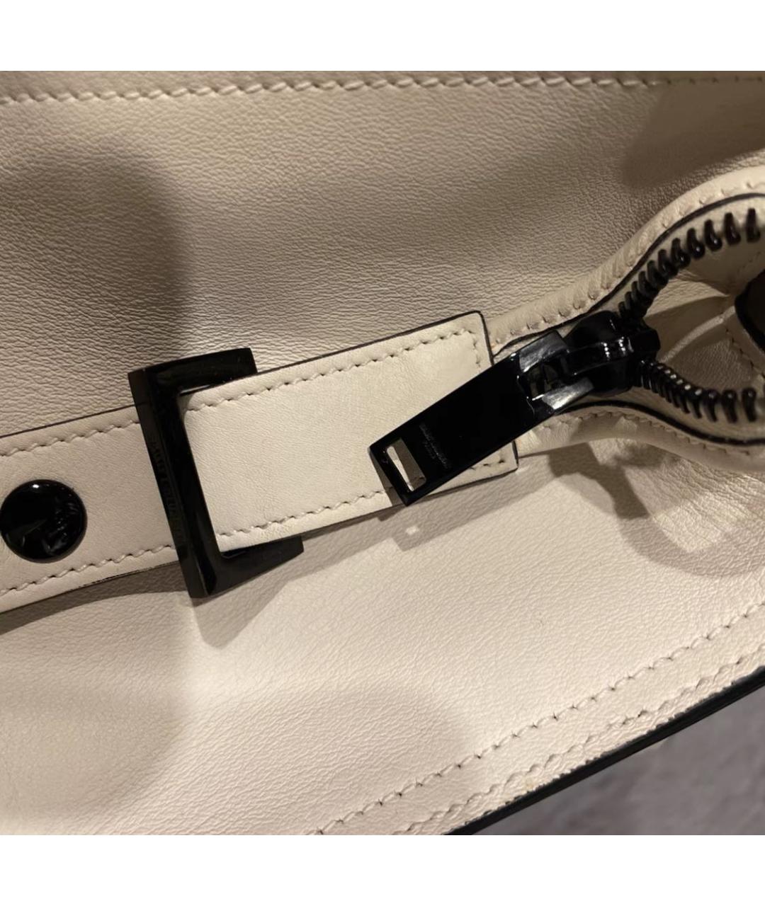 SAINT LAURENT Белая кожаная сумка с короткими ручками, фото 6