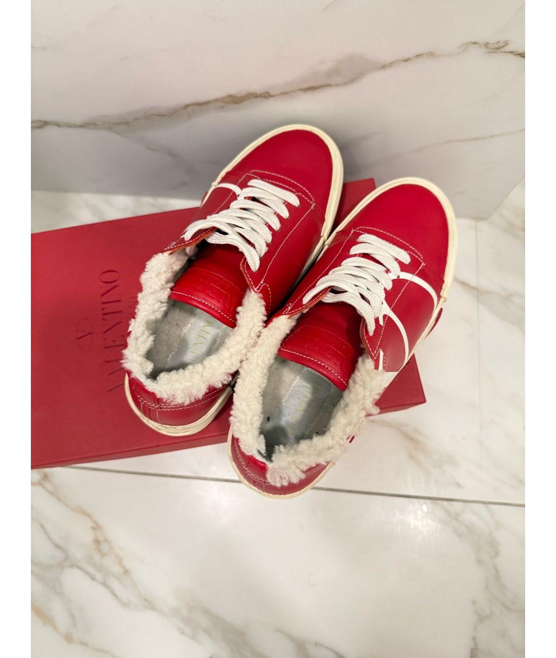 VALENTINO Красные кожаные кеды, фото 3