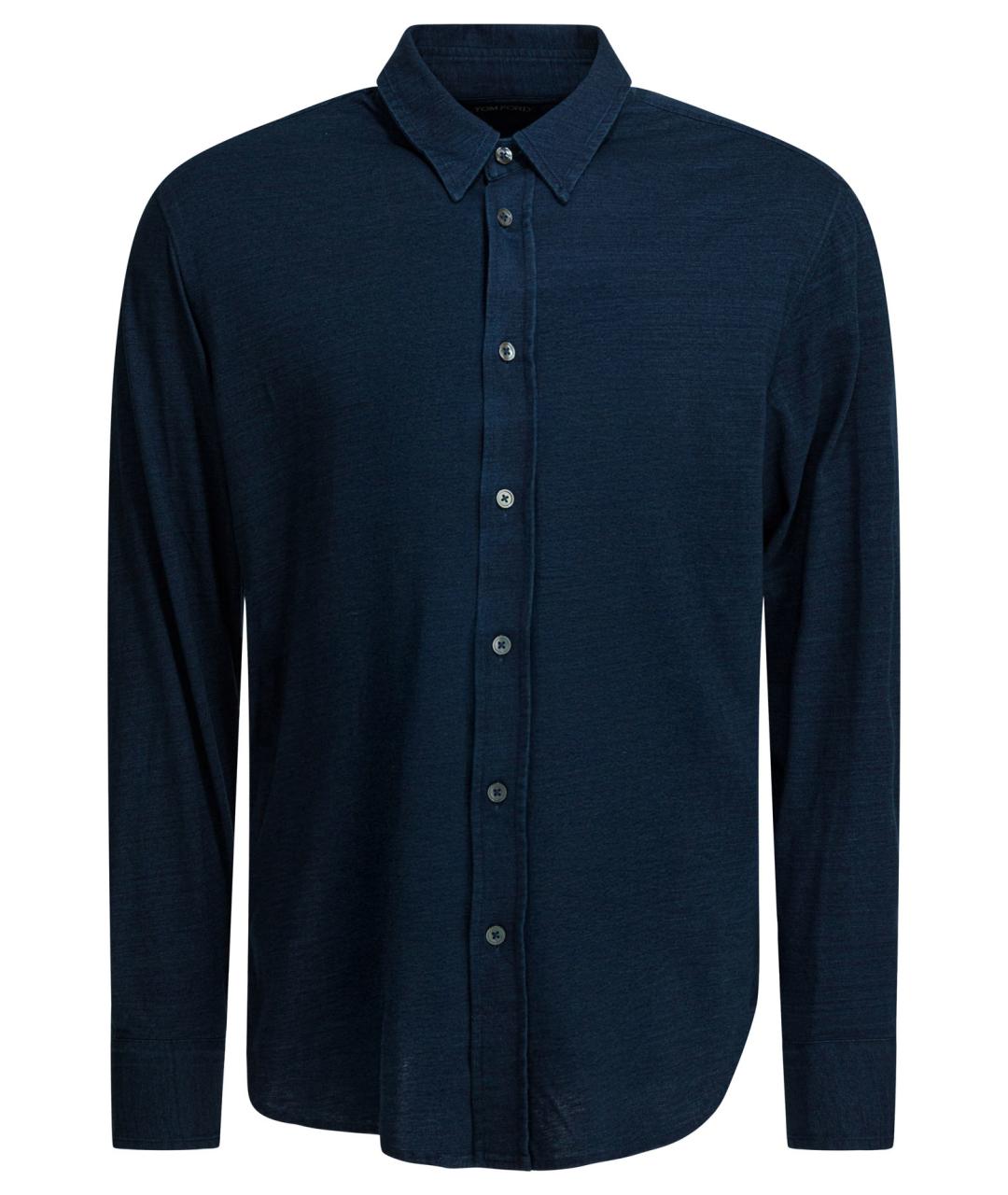 TOM FORD Синяя хлопковая кэжуал рубашка, фото 1