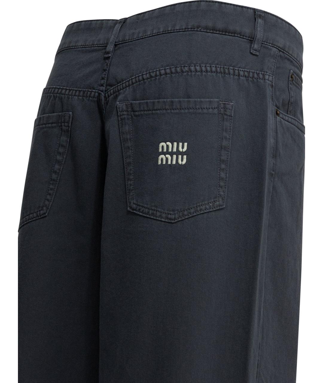 MIU MIU Серые хлопковые прямые джинсы, фото 4