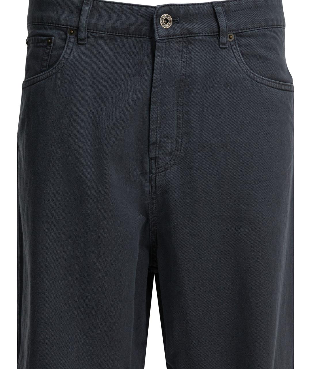 MIU MIU Серые хлопковые прямые джинсы, фото 3