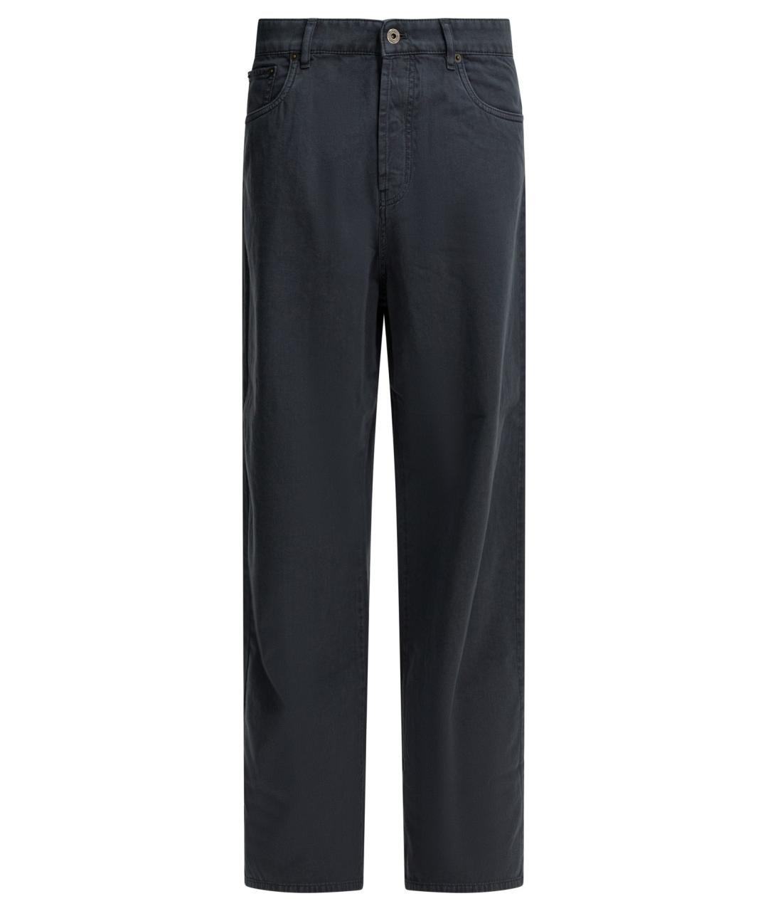 MIU MIU Серые хлопковые прямые джинсы, фото 1