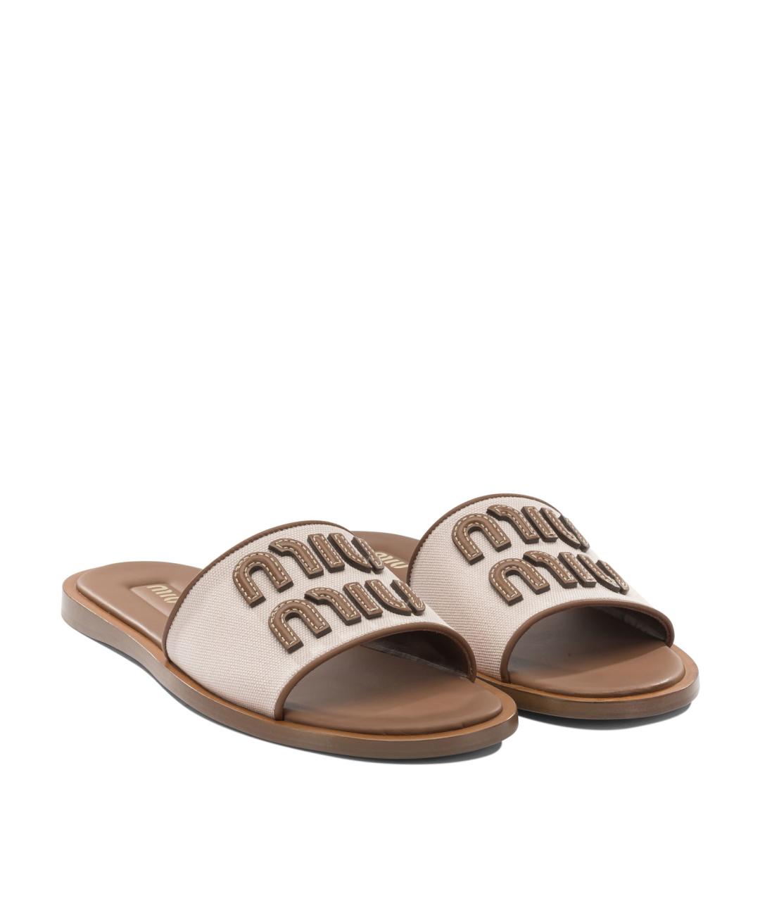 MIU MIU Розовые текстильные сандалии, фото 2