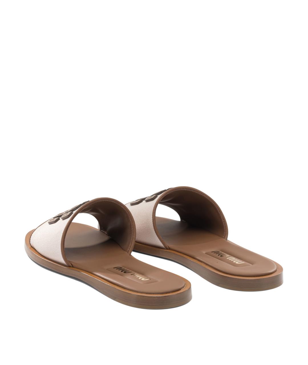 MIU MIU Розовые текстильные сандалии, фото 4