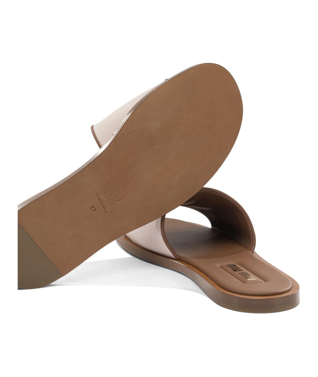 MIU MIU Розовые текстильные сандалии, фото 5