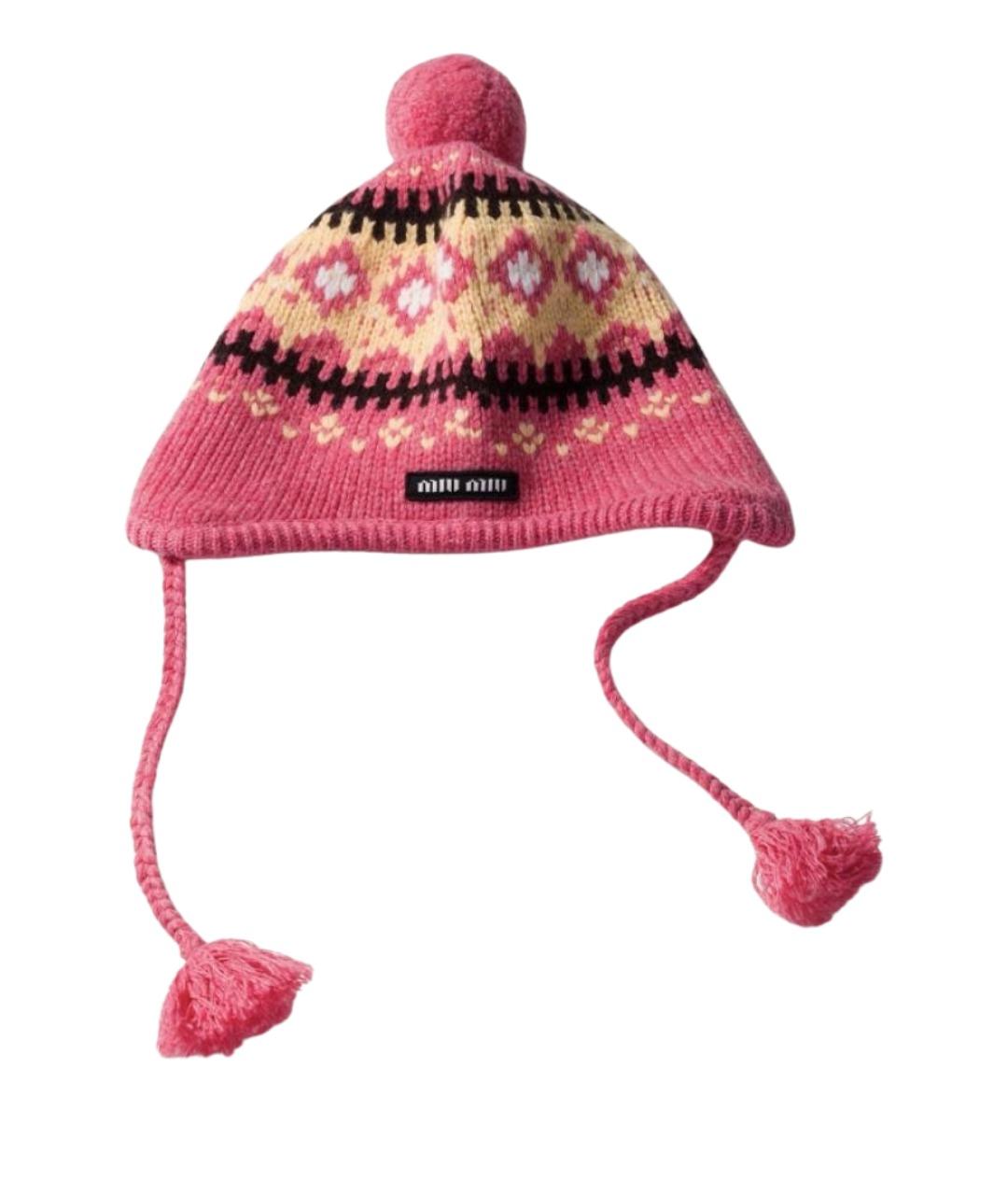 MIU MIU Розовая шерстяная шапка, фото 1