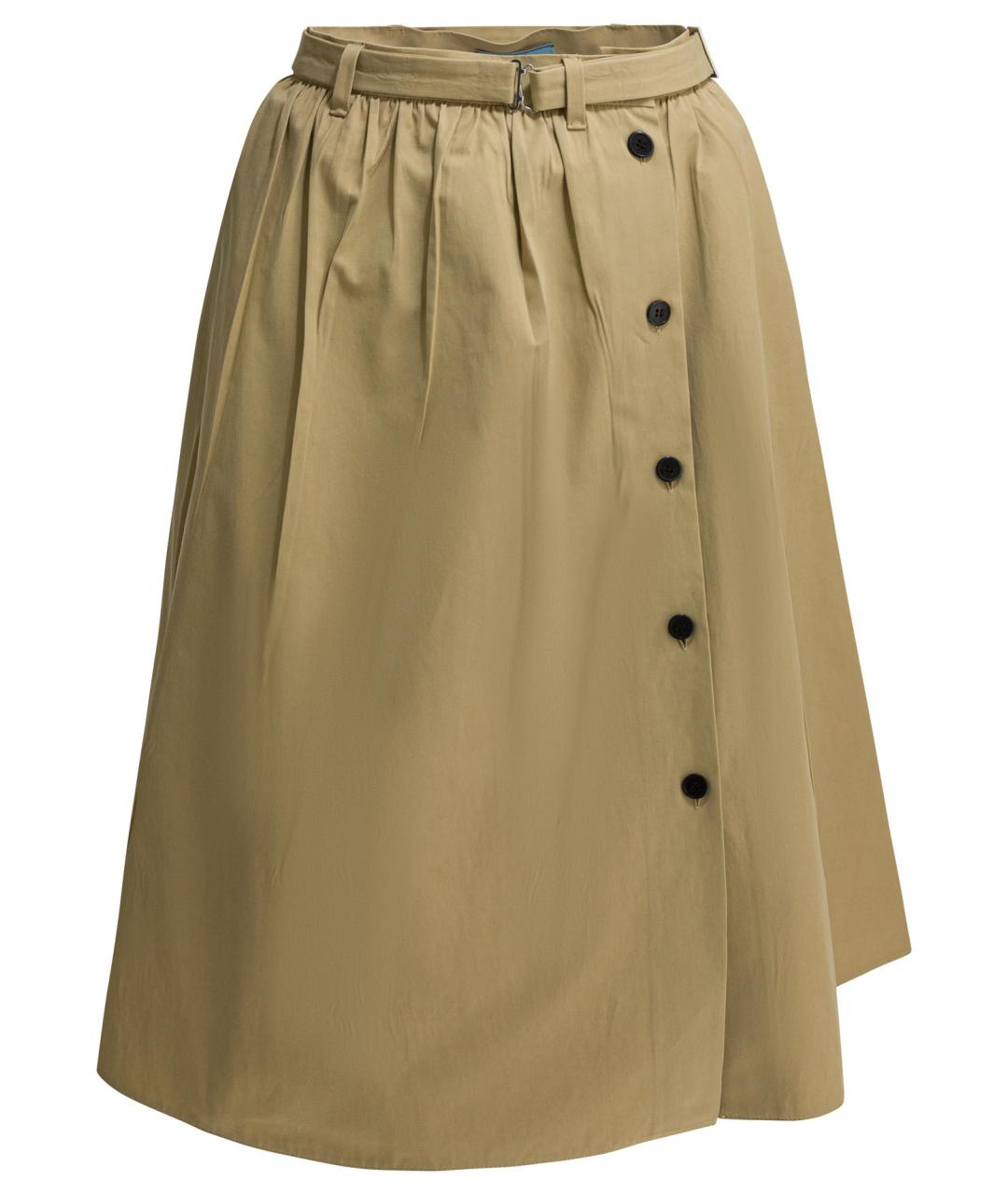 PRADA Бежевая хлопковая юбка миди, фото 1