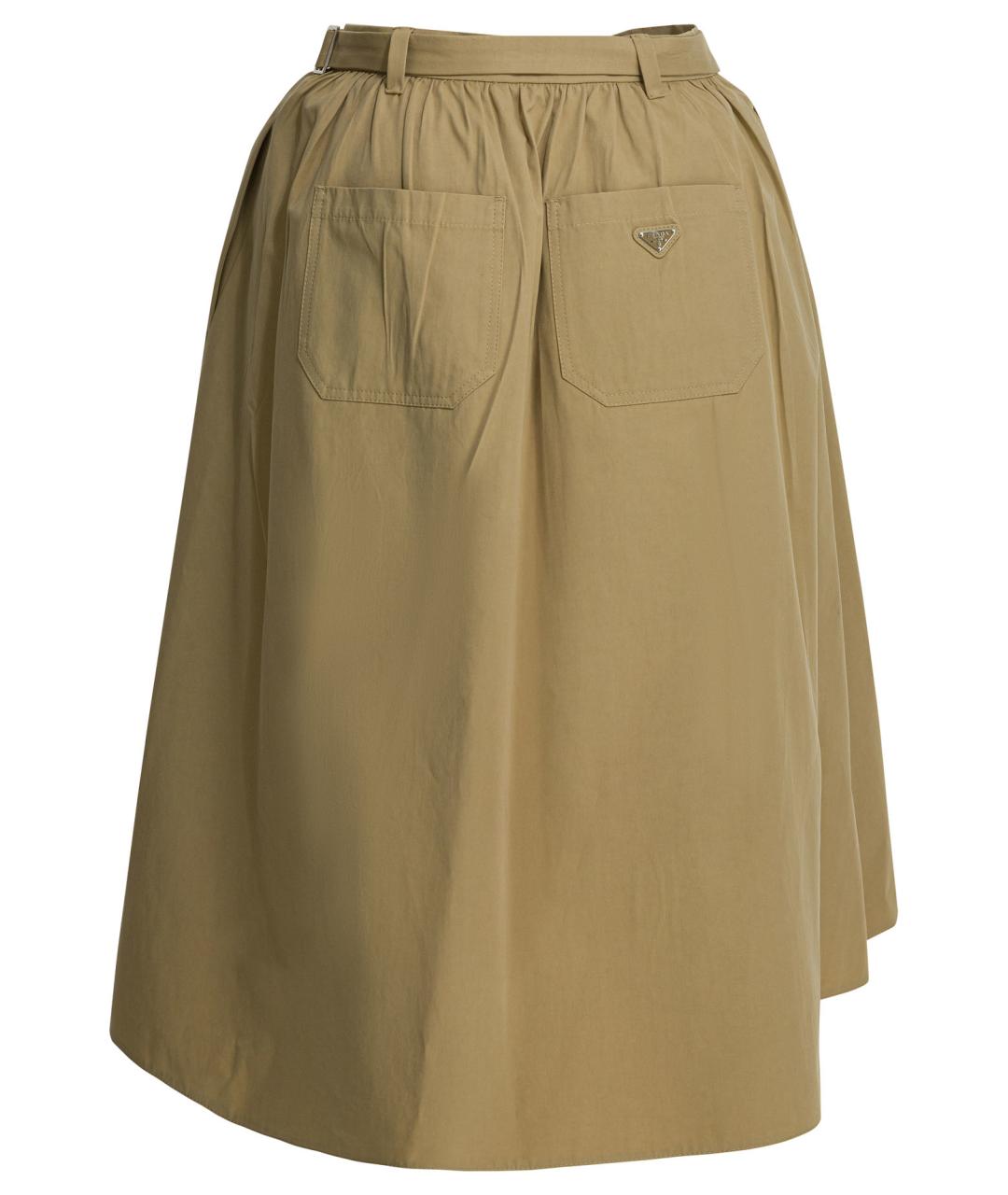 PRADA Бежевая хлопковая юбка миди, фото 2