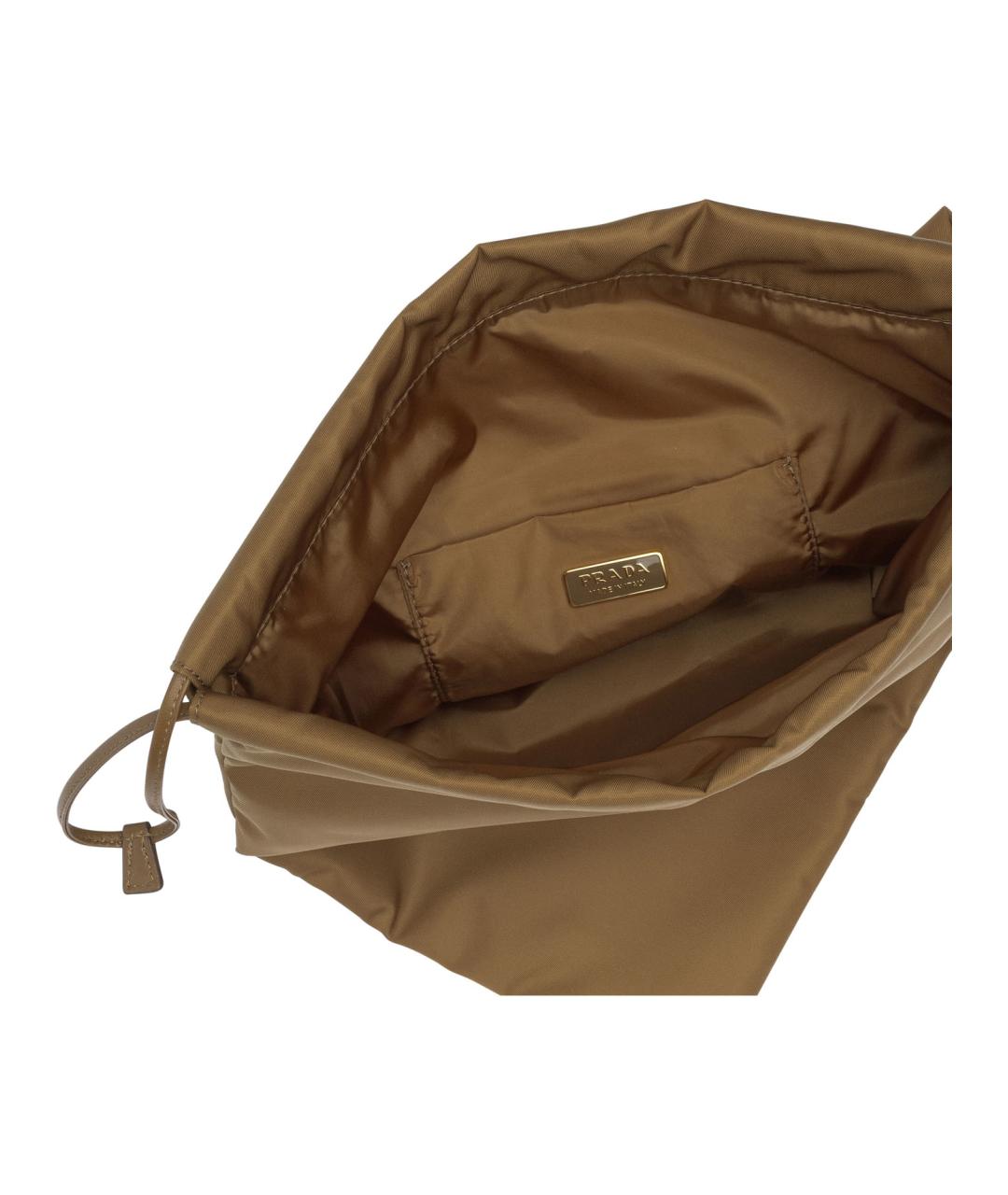 PRADA Коричневая синтетическая сумка с короткими ручками, фото 4