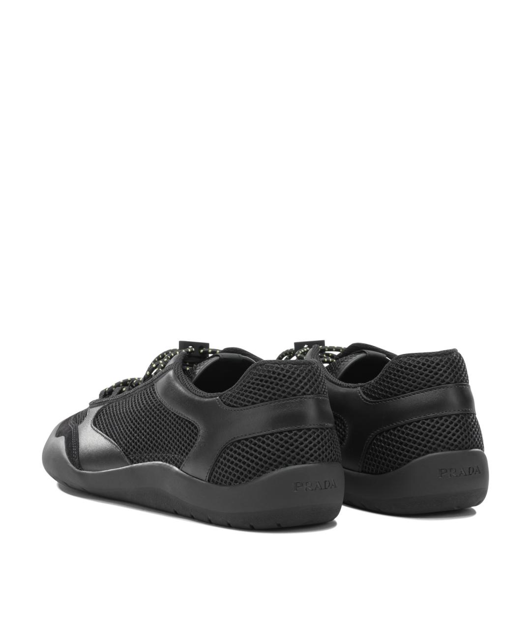 PRADA Черные синтетические низкие кроссовки / кеды, фото 4