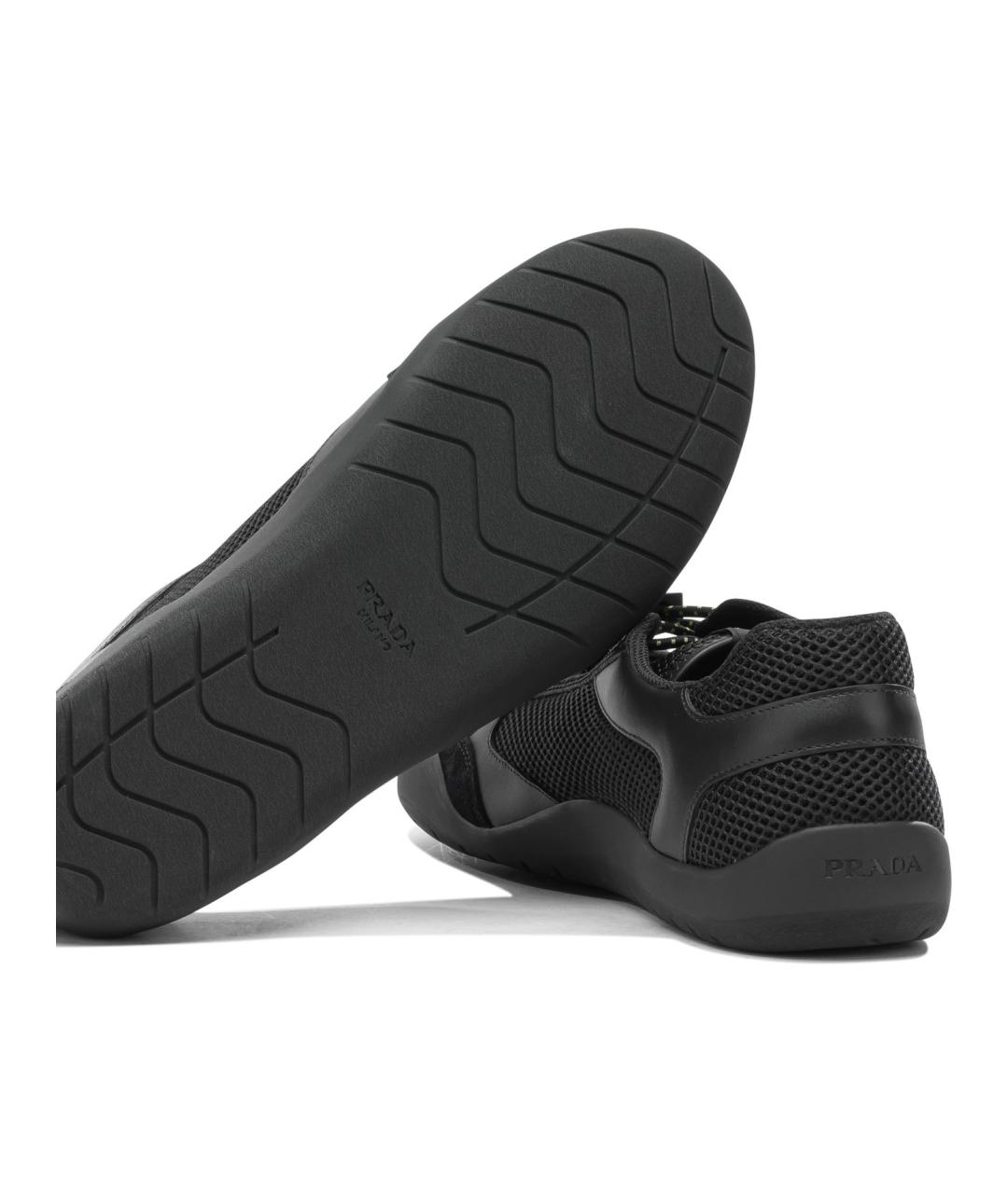 PRADA Черные синтетические низкие кроссовки / кеды, фото 5