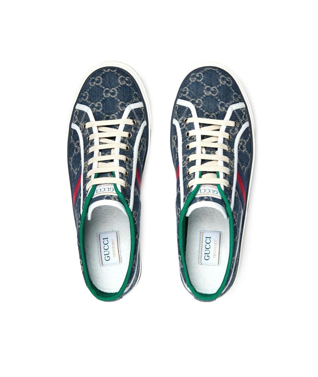 GUCCI Темно-синие текстильные низкие кроссовки / кеды, фото 3