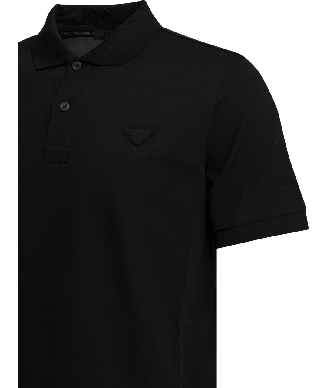 PRADA Черное хлопковое поло с коротким рукавом, фото 4