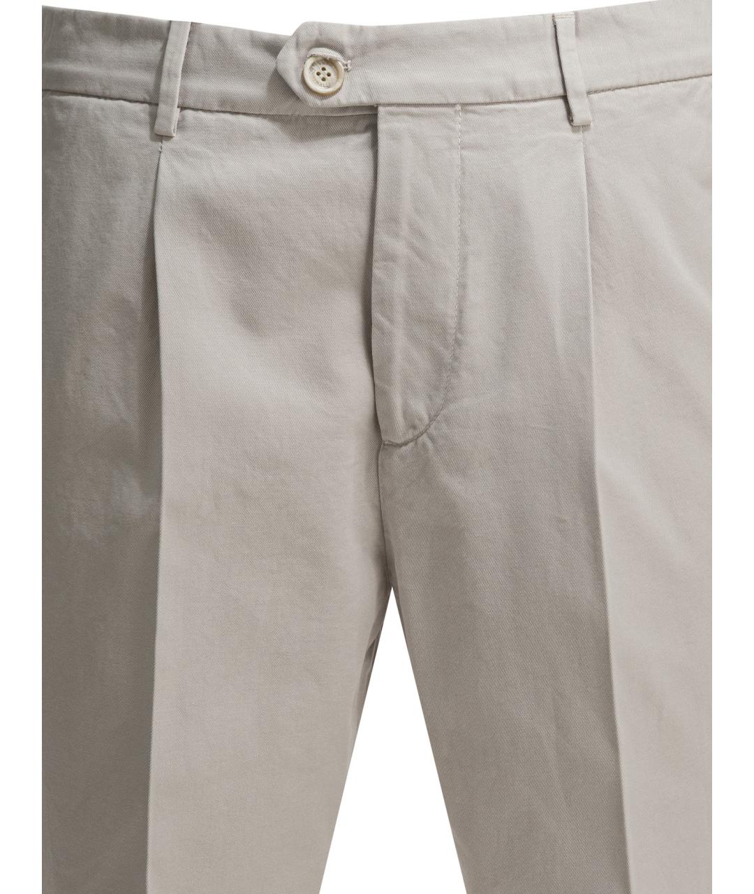 BRUNELLO CUCINELLI Бежевые хлопковые классические брюки, фото 3