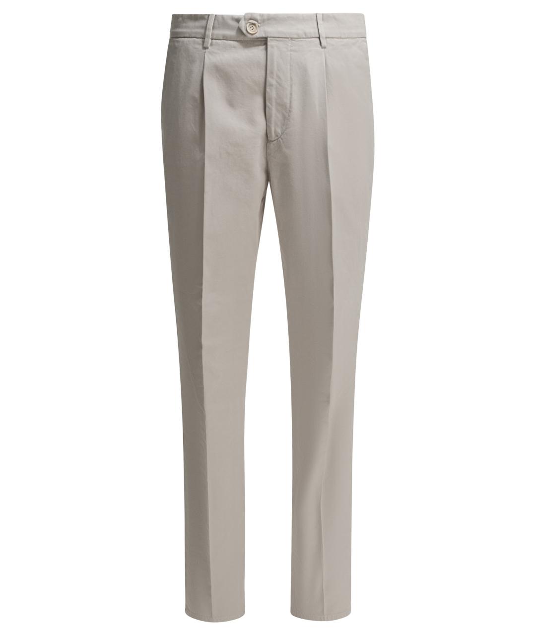 BRUNELLO CUCINELLI Бежевые хлопковые классические брюки, фото 1