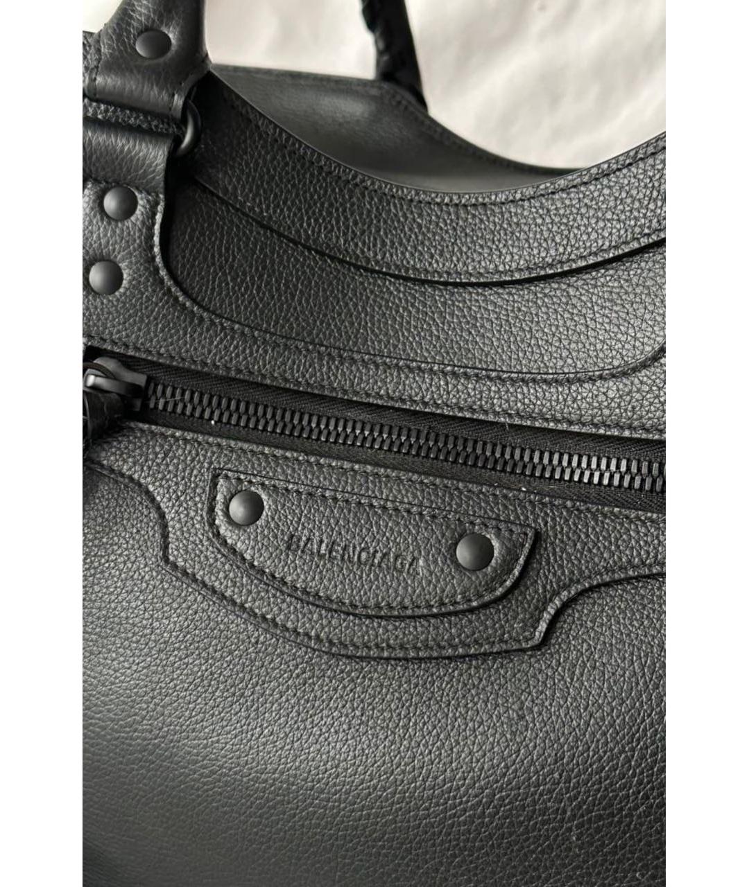 BALENCIAGA Черная кожаная сумка тоут, фото 4