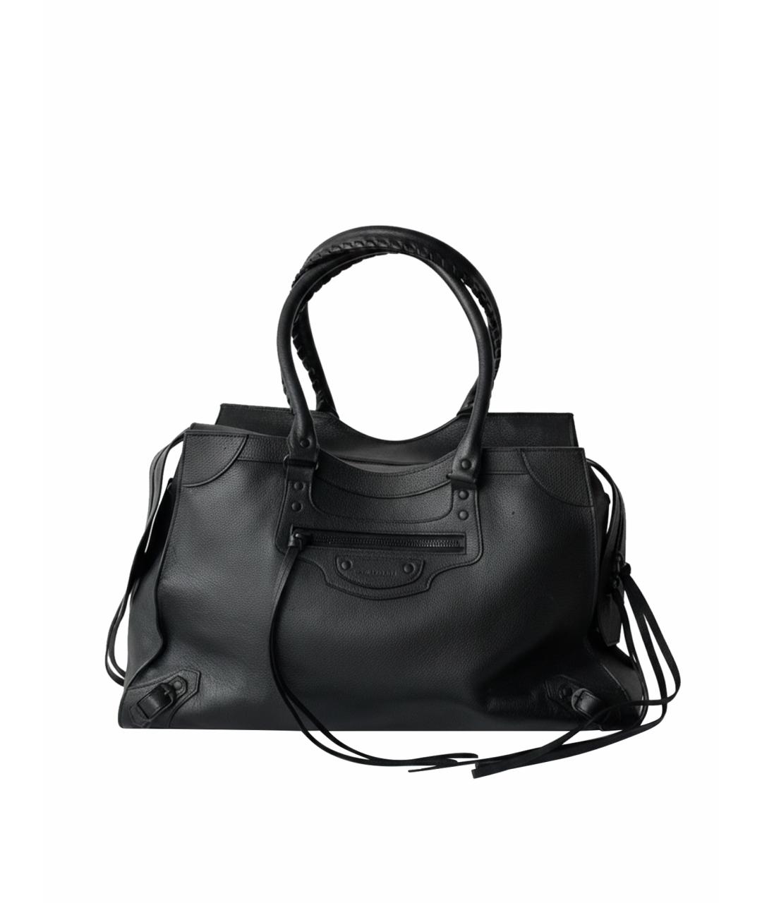 BALENCIAGA Черная кожаная сумка тоут, фото 1