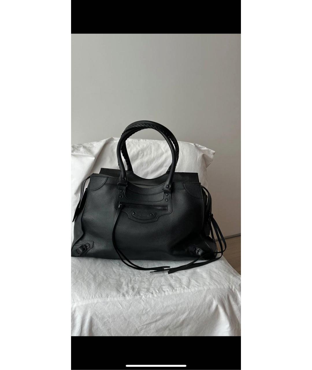 BALENCIAGA Черная кожаная сумка тоут, фото 2