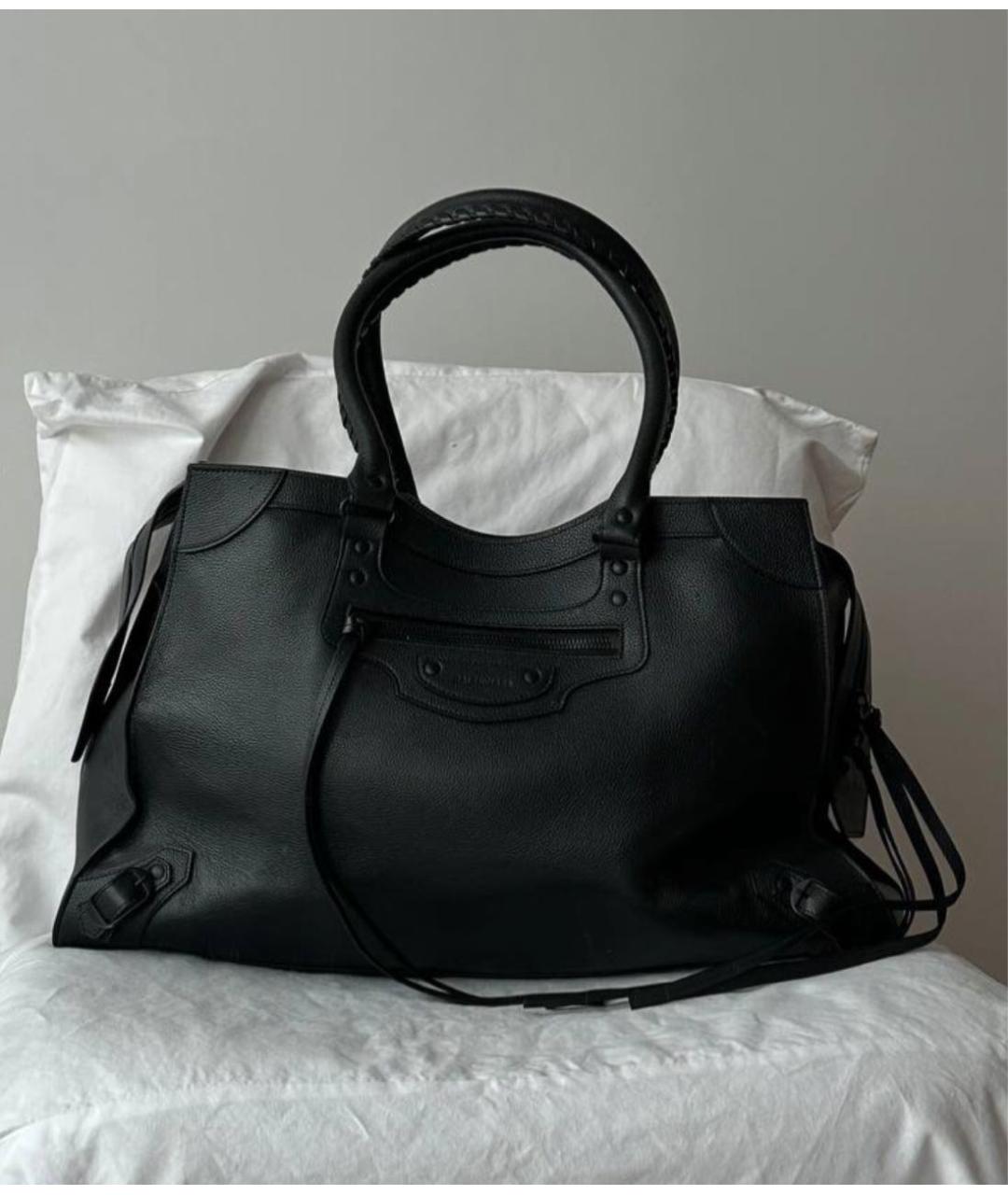 BALENCIAGA Черная кожаная сумка тоут, фото 3