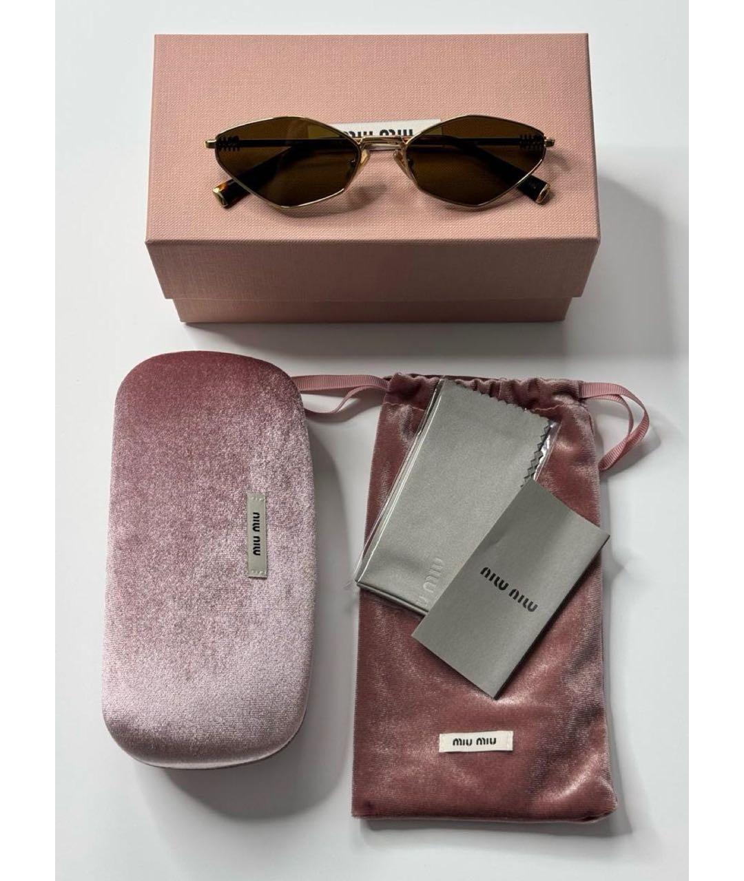 MIU MIU Коричневые металлические солнцезащитные очки, фото 2