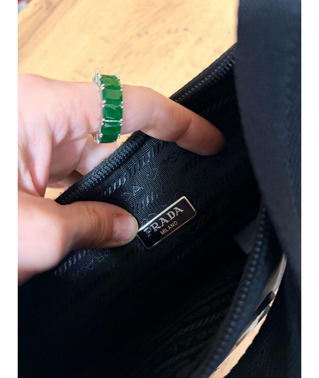 PRADA Черная тканевая сумка с короткими ручками, фото 5